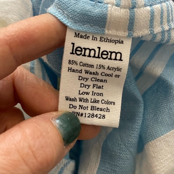 Lemlem Long Caftan Women’s Dress Large Cotton Blend Sleeveless Striped - Picture 7 of 8